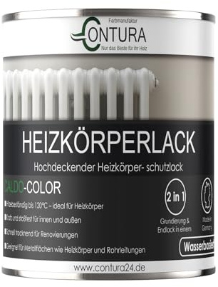 Contura Heizkörperlack Heizungslack Heizkörperfarbe Heizung Farbe Radiator Metalllack SM (Tiefschwarz RAL 9005, 375ml.)
