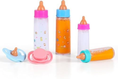 4 Stück Puppenflasche mit Milch Magische Flasche Puppe 2 Stück Puppenschnuller Puppenzubehör Flasche Puppen Zubehör Schnuller Kinder Geschenk für Geburtstag, Weihnachten, Neujahr