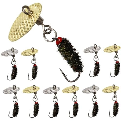 Dovesun Fliegenfischen Köder Angelköder Fliegenfischen Fliegen zum Nassfischen Fliegen zum Fischen Köder mit Angeln Spinner für Bass Sonnenbarsch, Hecht 14# 10pcs