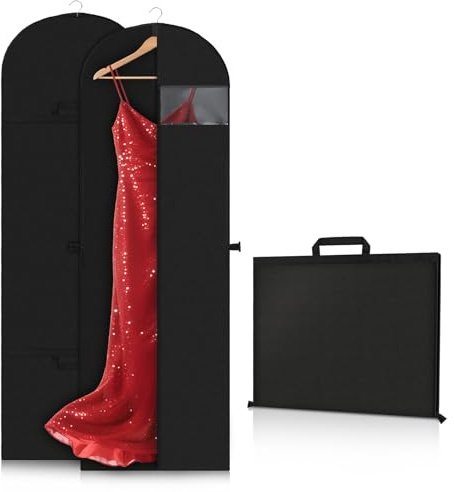 2PCS Kleidersack Lang 180 cm, faltbar mit Griff für Abendkleider Mantel | Schützt vor Staub, Feuchtigkeit & Motten(180×60 cm)