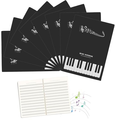 MOLIMOLI 8 Stück Notenheft 185 * 260mm Lineatur 14 Schulheft mit 12 Notenzeilen 32 Blatt Notenlinienheft Leere Notenblätter Musikheft für Schulen Musikinstitutionen Frau Mann Kind