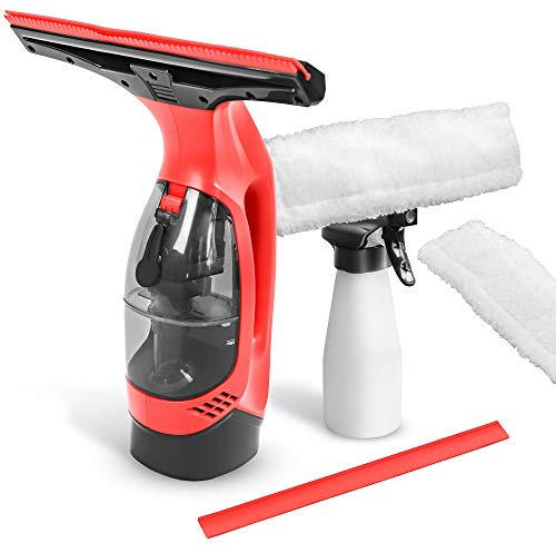STARK Akku-Fenstersauger WC-2000 HOME Set – inkl. Sprühflasche, Mikrofaser-Wischbezug & Ersatz-Gummilippe – streifenfreie Reinigung für Fenster, Duschkabinen, Fliesen & glatte Oberflächen