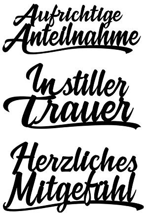 Ideen mit Herz Stanzschablonen, Schriften, Kondolenz 2, 3,2cm bis 8,5cm, 3 Stück