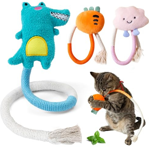 winbarry Katzenspielzeug, Katzenspielzeug Selbstbeschäftigung, Katzenminze Beißseil, Katze Baumwollseil Zähne Reinigung, Katze Dental Spielzeug für Katzen und Gegen Mundgeruch