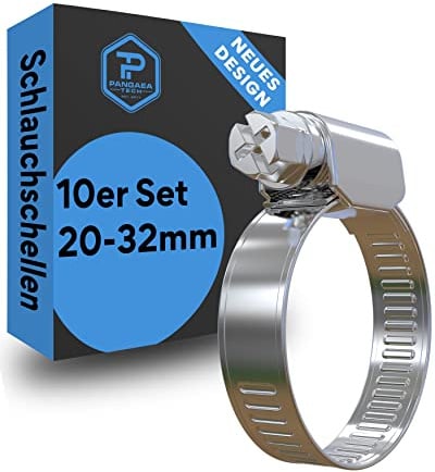 Pangaea Tech Edelstahl Schlauchschellen 20-32 mm 10 Stück - Profi Qualität nach DIN 3017 (W2) - Schlauchschellen Set für Pool, Teich und Garten