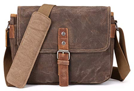 ONEGenug SLR-Kameratasche, wasserdichte Wachs-Segeltuchtasche Vintage Kameratasche Messenger Bag mit Interlayer Pad (Khaki)
