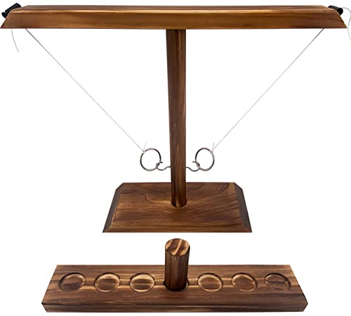 DIIQII Ring Toss Game, Holz Tischplatte Hook Ringwurfspiel Kinder, Premium Party Wurfspiele Spiel für Family Fun Indoor/Outdoor Game