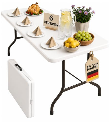 Floordirekt- Buffettisch Tisch klappbar Kunststoff 183x76 cm - Buffettisch mit Tragegriff - Klapptisch für Garten Terrasse und Balkon - Campingtisch 6 Personen (Akita)