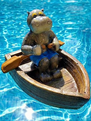 Pommerntraum ® | Schwimmtier Schwimmfigur Teichdekoration Teichfigur Gartendekoration Dekorationsfigur Gartenteich SwimmingPool Aquarium (Nilpferd Hippo)