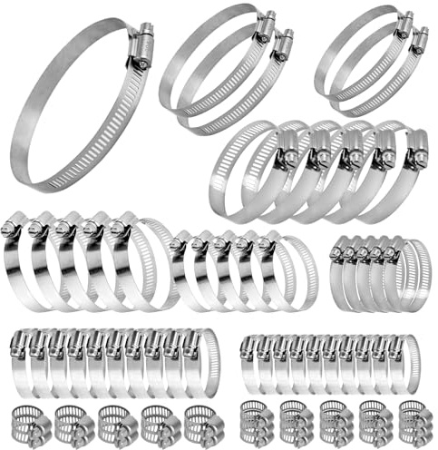 Rodison 70 Stück Schlauchschellen Edelstahl 304, Einstellbare (6-127mm) Schlauchschelle Set, Rohrschellen Schelle für Wasserleitungen, Gasleitungen, Auto - Verschleißfest & Korrosionsschutz
