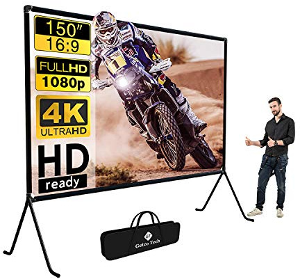 Beamer leinwand(150 ), Projektion Leinwand mit Ständer 16: 9 HD Faltbare Innen- / Außenprojektion, Videoprojektionswand für Zuhause, Party, Büro, Klassenzimmer…