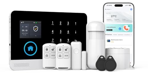 PGST Home Alarm System Wireless Kit,Alarmanlage Haus WLAN(2.4G) GSM 2G,Tuya APP(Smart Life APP), Tür & Fenster Sicherheit Alarm für Wohnmobil/Wohnung/Garage, Arbeitet mit Alexa
