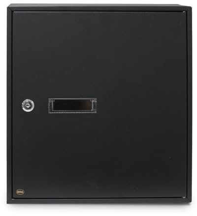 Amig - Durchwurfbriefkasten - Stahl - Schwarz - 40x36x10 cm - Öffnung: 5 x 31,5 cm - Briefkasten für den Innenbereich - zum Anbringen an Wänden, Wänden oder Türen