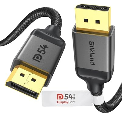 Silkland DisplayPort Kabel 2.1 1m VESA-Zertifiziert, HDR, 54Gbps DP Kabel | 16K@30Hz 8K@120Hz 4K@240Hz 165Hz 144Hz, HDR, HDCP, DSC, FreeSync G-Sync, DP 2.1/1.4 Monitorkabel für Gaming-PC, 5090 7900XTX