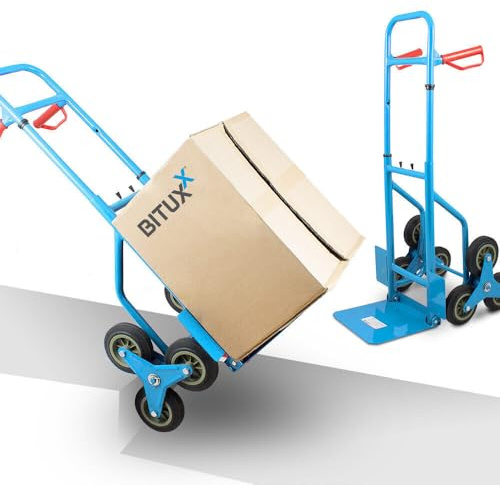 BITUXX Karre Treppenkarre Sackkarre Treppe Treppensackkarre 200kg Treppensteiger Stapelkarre Klappbar Hartreifen