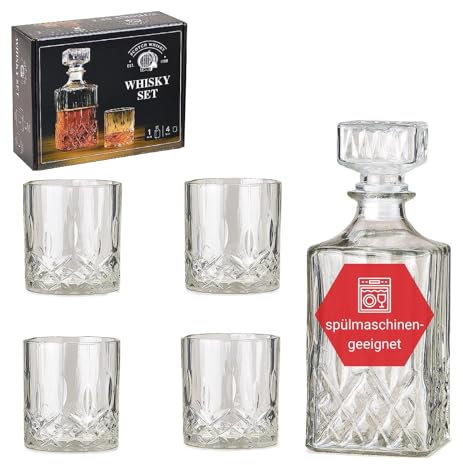 WOMA Whiskygläser mit Karaffe 5er und 7er Set, 1 Karaffe + 4 Whiskygläser