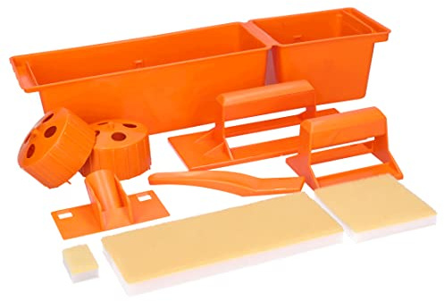 ToolSpace Malerset 9pcs Streichsets Wandfarbe Schwer zugängliche Stellen | Streichkissen Set Saugfähigen Schwämmen Farbwanne mit Walze Acrylfarben Ölfarben Wasserbasierte Farben Lackierwanne