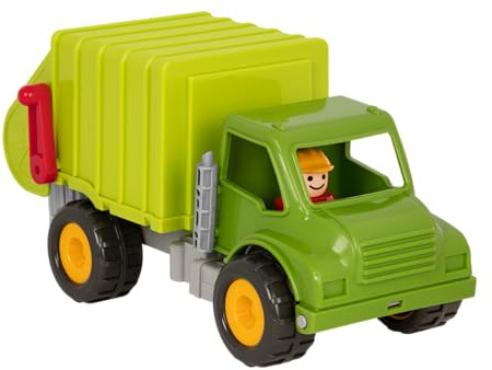 Battat - Müllwagen - Spielzeug-Müllwagen & Recycling Truck - Klassische Kleinkind-LKWs - Kinder Konstruktionsspielzeug - Weiche Gummiräder - 18 Monate +