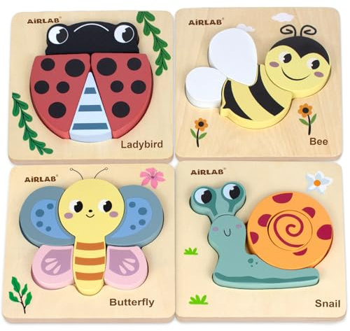 Holzpuzzle Holzspielzeug für Kinder, 4er-Set Baby Steckpuzzle, Gartenmotive | Puzzle ab 18 Monaten, Montessori Spielzeug Puzzle Lernspielzeug, Pädagogisches Motorikspielzeug Geschenk für Mädchen Jungen