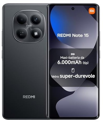 XIAOMI Redmi Note 15 Smartphone (8+128 GB) – Handy mit Android, 6000-mAh-Akku, wassergeschützt, 108-MP-Kamera, 6,77" FHD+ Display, Schwarz, 2 Jahre Garantie