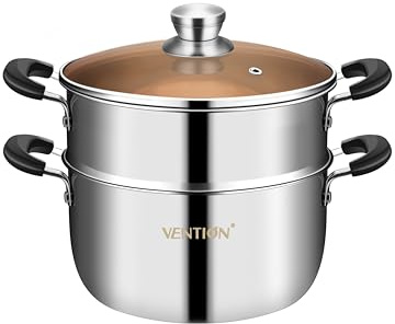 VENTION Dampfgarer Kochtopf 20 cm, Couscous Topf 2,4L, Kartoffeldämpfer, Dampfpfanne Kleine
