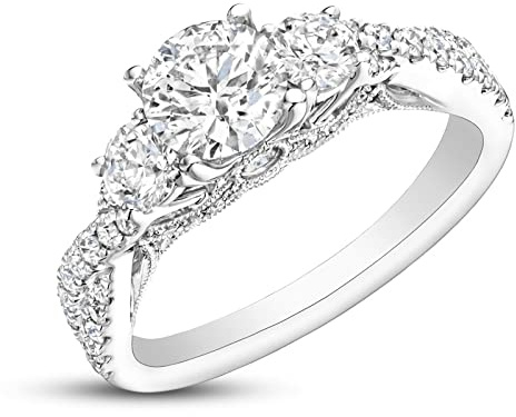 Molioaki Verlobungsring Damen 9 Karat (375) Weißgold Diamant Ring Brillantschliff 5A Zirkonia 1.5kt Weißgold Ring Damen mit CZ-52