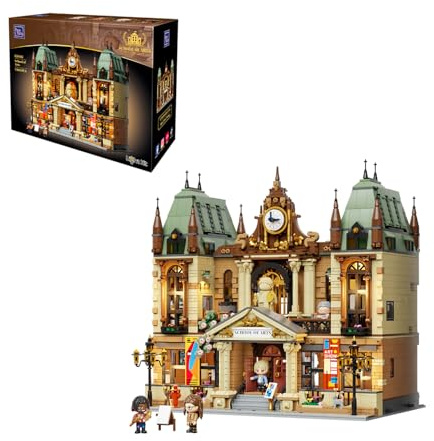 PANTASY Kunstakademie Klemmbaustein Set, Europäisches Architekturmodell mit Dreistöckigem Innenraum, Kunstschule Gebäude mit Detailreichen Räumen, Modulares Straßenmodell Sammlerstück für Erwachsene