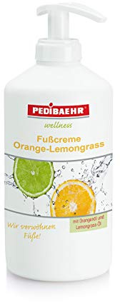 Fußcreme Orange- Lemongrass 500ml mit Spender Orangenöl und Lemongrass- Öl PediBaehr, 500 ml mit Spender