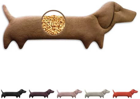 LESCHI Wärmekissen für Mikrowelle (52x20 cm), aus 100% Bio Baumwolle und Bio Weizen, Hund Braun, Körnerkissen, Nackenwärmer ideal als Wärmespender und zur Entspannung von Rücken Schulter Nacken Hals