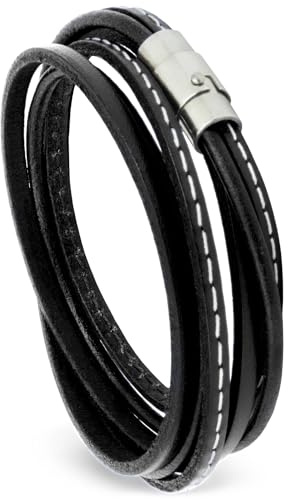 Simaru Lederarmband Wickelarmband mit Edelstahlverschluss inkl. Magnet für Frauen & Männer, Armband Premium Qualität Made in Germany, Größe S bis XL
