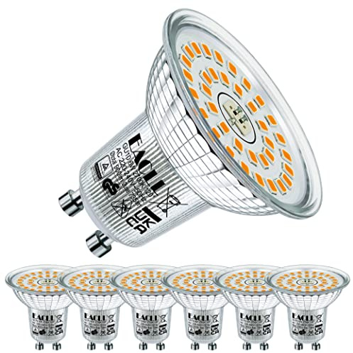 EACLL GU10 LED Warmweiss 6W Ersetzt 100W Halogen Leuchtmittel, 6er-Pack. 735 Lumen 2700K Birnen, AC 230V Flimmerfrei Strahler, Abstrahlwinkel 120° Spot, Nicht Dimmbar Ø50xH45mm Kürzer Reflektorlampen