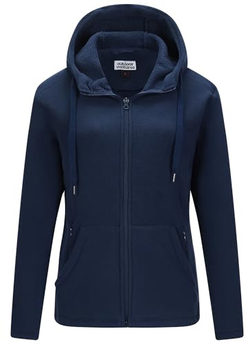 Outdoor Ventures Damen Fleecejacke mit Durchgehendem | 6 Taschen, Reißverschluss Hoodie, Warm, Leicht, Atmungsaktiv, Weich, Sweatjacke, Langarm Kapuzenjacke, Wandern, Outdoor