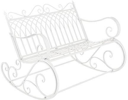 [en.casa] Schaukelbank Greenough 85x113x95cm Gartenschaukel für 2 Personen im Landhausstil Metall Weiß