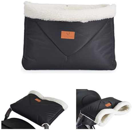 Cangaroo Kinderwagen-Handwärmer Luxe, Handmuff für Kinderwagen mit Verschluss schwarz