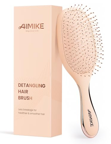AIMIKE Haarbürste ohne Ziepen, Detangler Bürste mit weichen Borsten, schmerzfreie Entwirrungsbürste für hartnäckige Knoten, besonders sanft zu feinem Haar, ideal für Kopfhautpflege und Massage