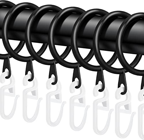 40 Stücke Metall Vorhänge Vorhangringe Vorhang Hängend Ringe und Kunststoff Gardinenhaken, 30mm Innendurchmesser für Fenstervorhang Bettvorhang Duschvorhang(weiß)