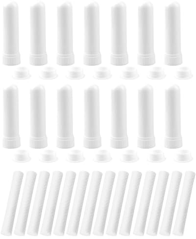 HSIXHAF 40 Stück Riechstifte für ätherische öle,Gute Hygroskopizität Naseninhalator Stift Riechstäbchen mit Docht Nachfüllbarer Inhalator Stick,Wick inhalierstift,Wick inhalator,ammola riechstäbchen