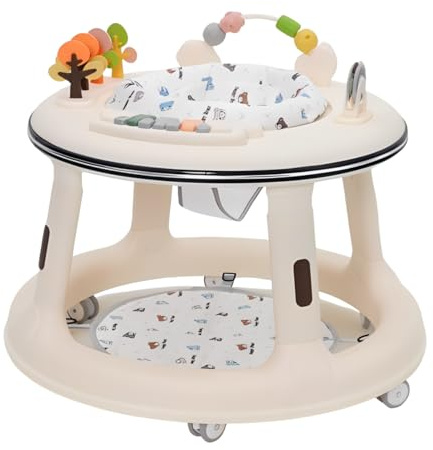 Lauflernhilfe, Baby Walker Höhenverstellbar mit 360° Drehbares Sitzkissen,Überrollsicherer Lauflernwagen mit Leisen 360°-Laufrädern, Musikablage und Spielcenter,Gehfrei Baby von 9 bis 18 Monaten