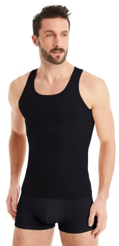 FINN Shapewear Herren Kompressionsshirt und Bauch-Weg Tanktop | Body-Shaper Männer – Ärmelloses Tank-Top Unterhemd aus Baumwolle für flacheren Bauch und bessere Haltung