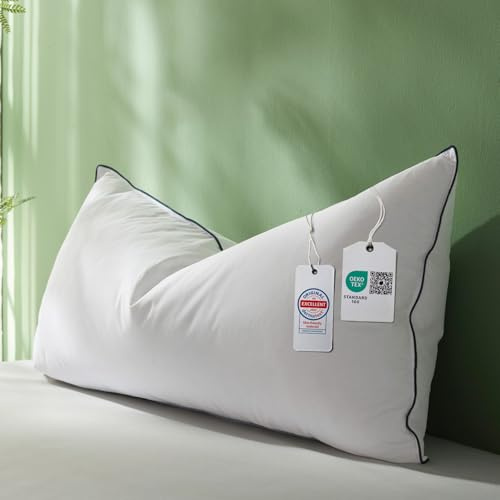 DOWNFOCUS Premium Kopfkissen 40x80,100% natürliche Daunen & Federn, Ergonomisch optimiert 3 Kammern Nackenstützkissen, Mittelfestes Kissen fachärztlich geprüft, Oeko-Tex zert 40x80