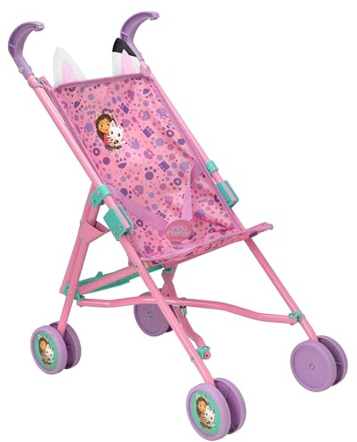 Gabby's Puppenhaus Spielzeugpuppen Buggy | Baby Doll Kinderwagen mit Regenschirm Falten Kinderwagen | Rollenspiel Puppen Buggy