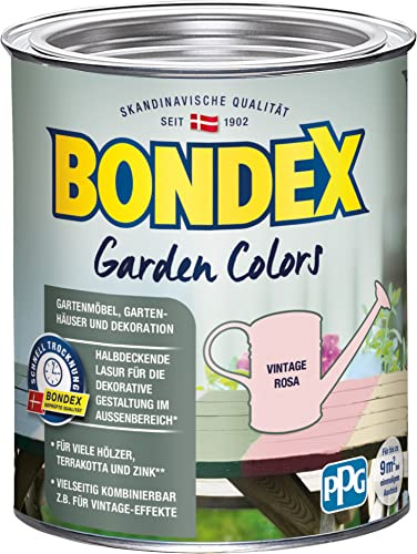 Bondex Garden Colors Vintage Rosa 0,75 L für 9 m² | Halbdeckende Farbe | Vintage-Flair | Dekorative Holzfarbe | seidenmatt | Holzlasur