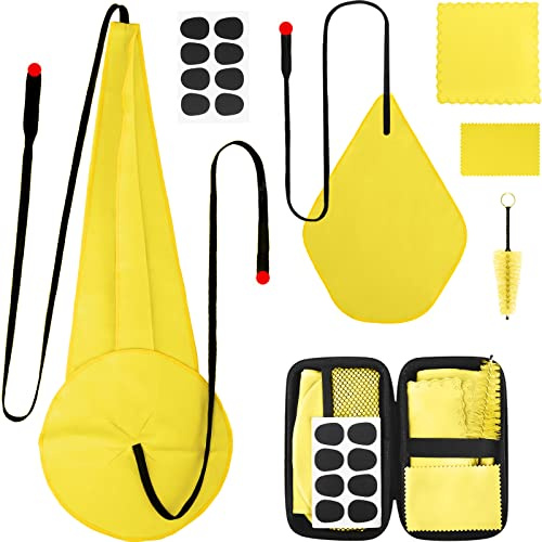 Saxophon-Reinigungsset mit Etui für Saxophon- und Klarinettenflöte, Trompeten-Instrumente, 8-teiliges Saxophon-Mundstückkissen, Mundstückbürste, Mikrofaser-Reinigungstuch (gelb)