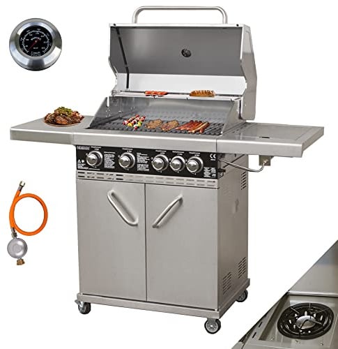 Vaiko Chef 4 Gasgrill Echte Edelstahl Konstruktion Grillstation Grillwagen 4+1