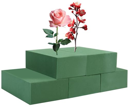 5 Stück Blumensteckschaum, Rechteckig, Hohe Saugfähigkeit, für Frischblumen | Nasssteckschaum, Grün, Einfach Anzupassen, für Künstlichen Blumen, Sukkulenten, Blumensträußen, für Hochzeiten, Babypartys