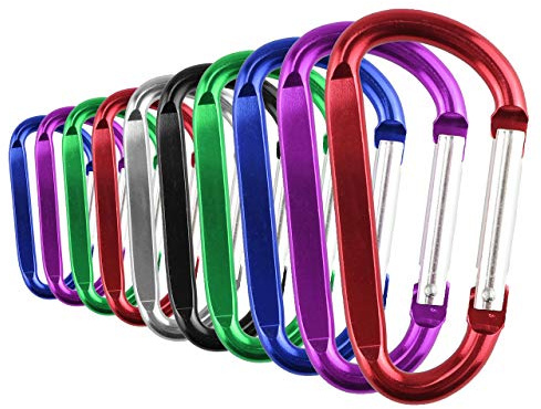 Temlum 10 Stück Karabinerhaken Clip, D Form Karabiner Set | Karabiner mit Schnappverschluss für Camping, Wandern, Reisen, Schlüsselanhänger, Outdoor-Zubehör