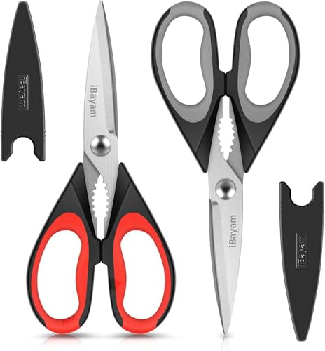 iBayam Küchenschere, robust, spülmaschinenfest, Mehrzweck-Edelstahl-Schere für Huhn, Geflügel, Fisch, Kräuter
