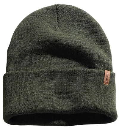 FURTALK Herren Cuffed Beanie Winter Mütze Unisex Wintermütze Weich Warm Strickmütze Dunkelgrün