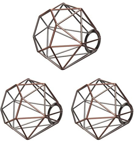 ledscom.de 3x Käfig-Lampenschirm, bronze, E27 / E14, 160mm Ø