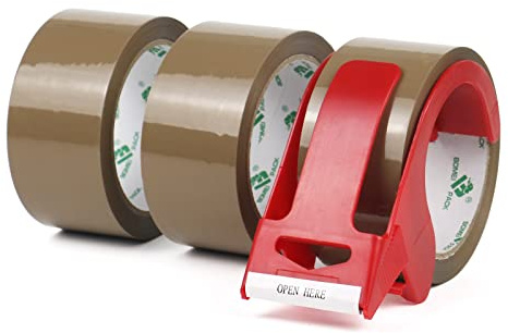 BOMEI PACK 3 Rollen Paketklebeband Klebeband Packband Verpackungsband Kartonband 66mx48mm Braun Verpackungsmaterial für Pakete und Karton Packband mit hoher Klebkraft in Profi-Qualität